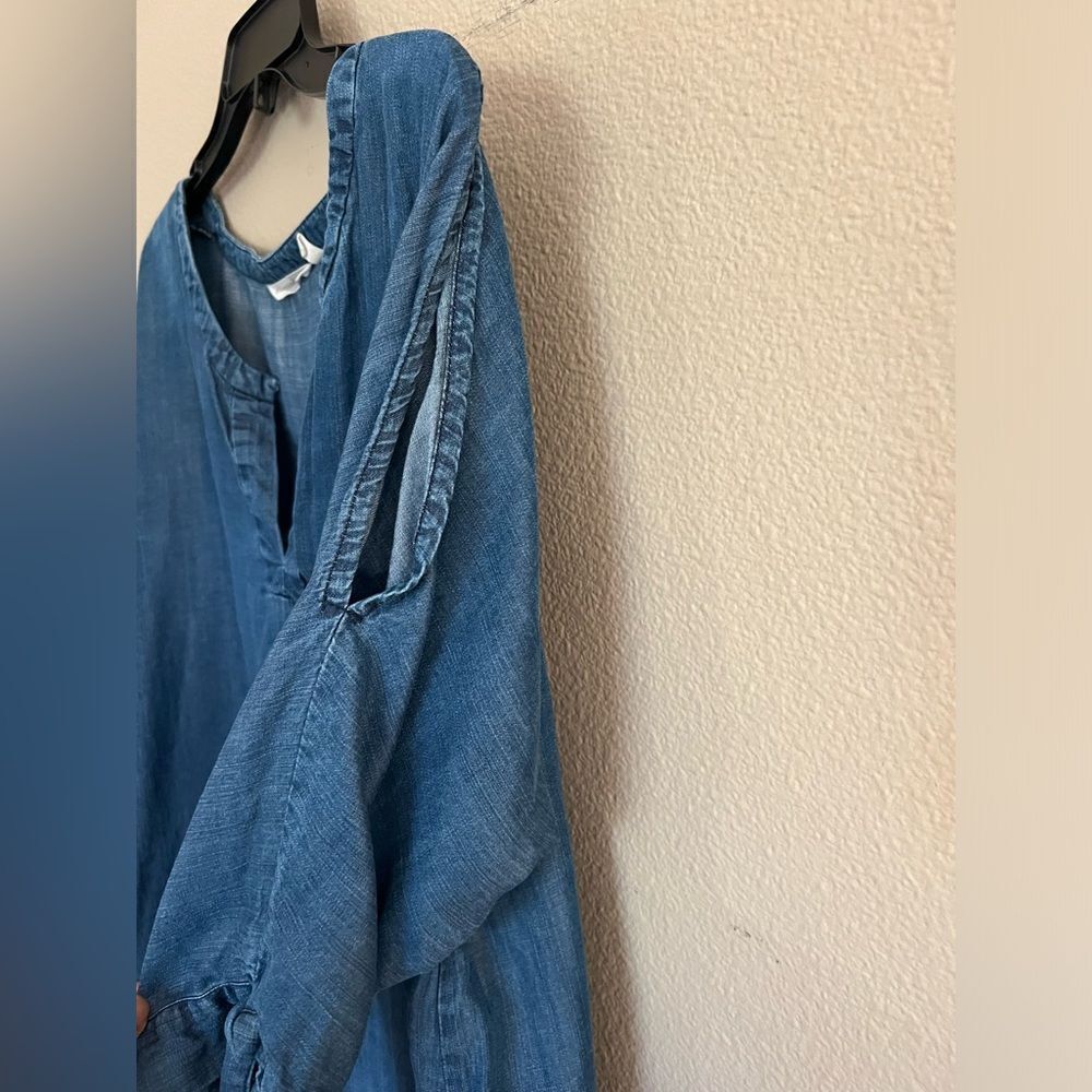 Soft Surroundings Chambray Split Sleeve Tunic Top - image 3